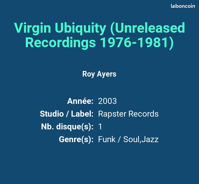 Virgin Ubiquity (Unreleased Recordings 1976-1981) - Roy Ayers (image 2)