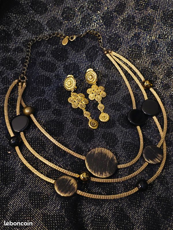 Ensemble Choker Multirangs & Clips Oversize Dorées Vintage (image 6)