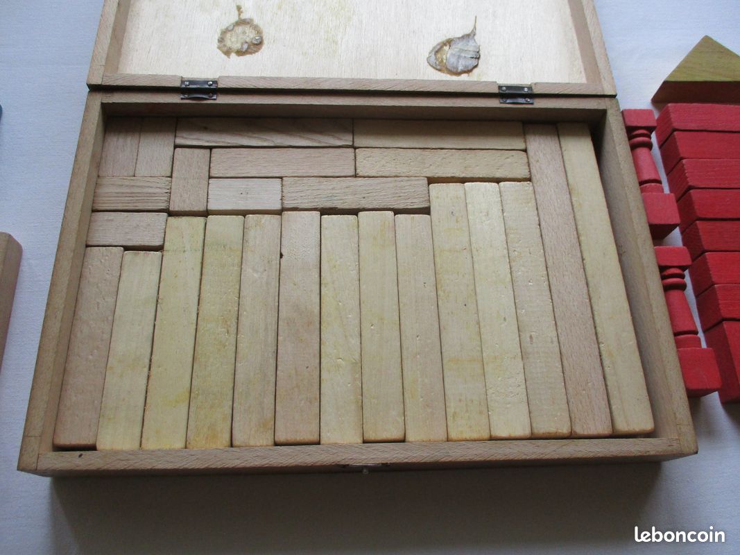Coffret De Jeu Ancien En Bois 'Construction Moderne' - Jeu De Construction Vintage
