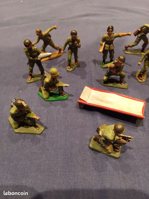 Figurines Starlux - Parachutistes Français Années 60 - Soldats Vintage Plastique