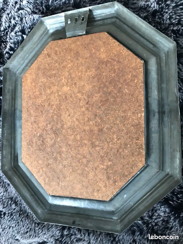Miroir ancien en étain 65cmx55cm (image 8)