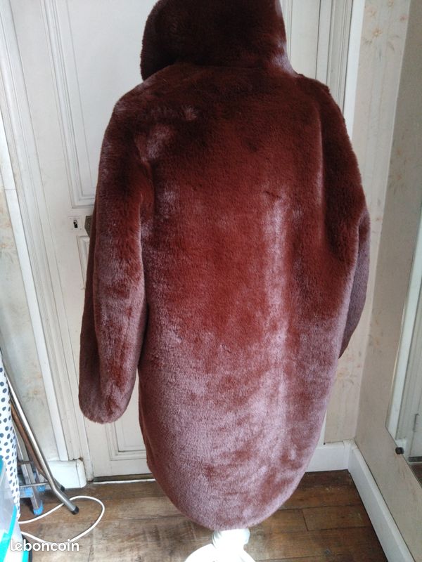 Manteau The Kooples fausse fourrure marron – T40, mi-long, chaud