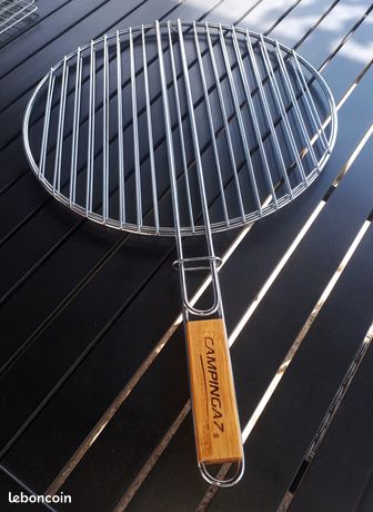 Paris Prix Neka Double Grille Barbecue Ronde Summer 40 Cm – Grille Ronde Chromée Acier Avec Poignées Bois
