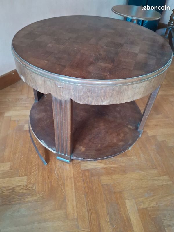 Table guéridon art déco à rénover dessus damier (image 1)