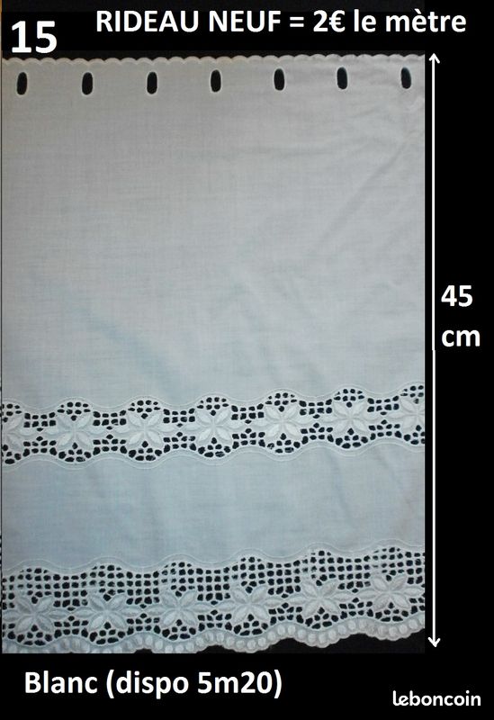 RIDEAUX et VOILAGES MODERNES NEUFS à 2 euros le mètre, Toutes largeurs, Gros métrages disponibles, ENVOI POSSIBLE (image 15)
