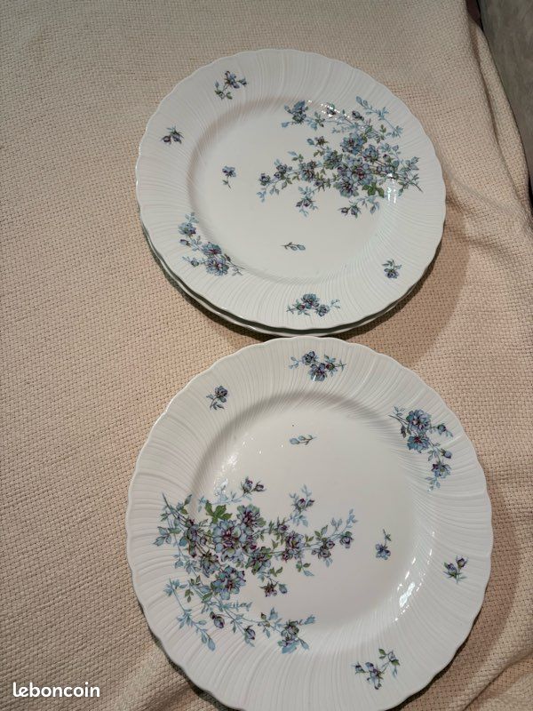 Lot de 6 assiettes plates Bernardaud Limoges 24,5cm – Modèle Gabrielle (image 4)