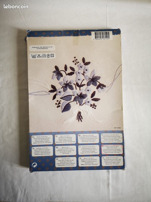 Kamaca Kit de broderie nappe au point de croix, point de tige, passé
