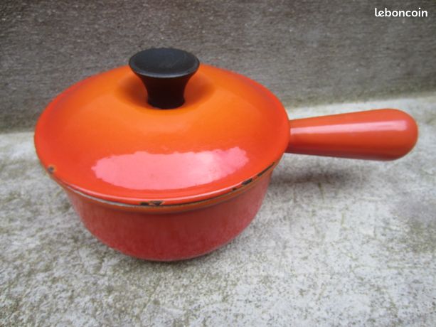 Casserole Ancienne Le Creuset N°18 Orange Fonte Avec Couvercle – Occasion