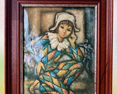 Tableau Ancien Réproduction Peinture Arlequin De Pierre Manzone Clowndecoration Interieur 35 Cmreproduction Sur Toile Imgx1200 9009