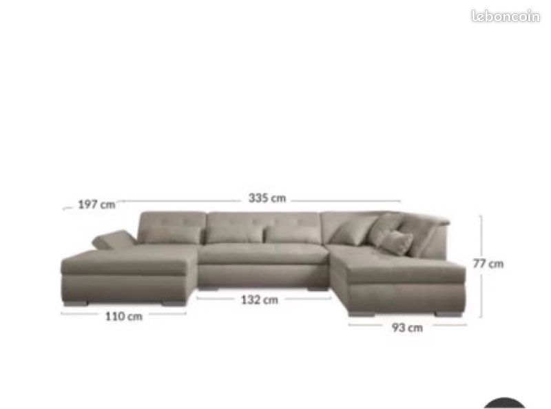 Grand canapé d’angle moderne gris – très bon état – confortable (image 3)
