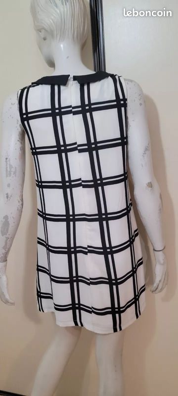 Robe Molly Bracken Taille 38 Noir/blanc/ocre - Sans Manches, Doublée, Occasion Très Bon état