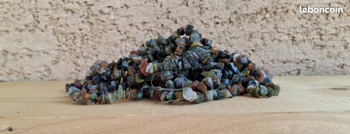 Lot de 6 fils de perles chips en agate mousse naturelle (387g) (image 4)