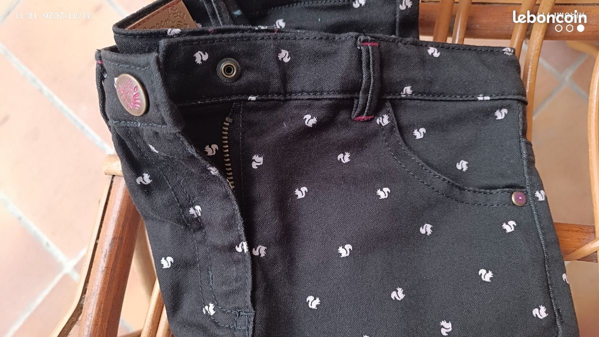 Pantalon Court Fille Sergent Major - Taille 7 Ans, Rose, 100% Coton, Occasion En Très Bon état