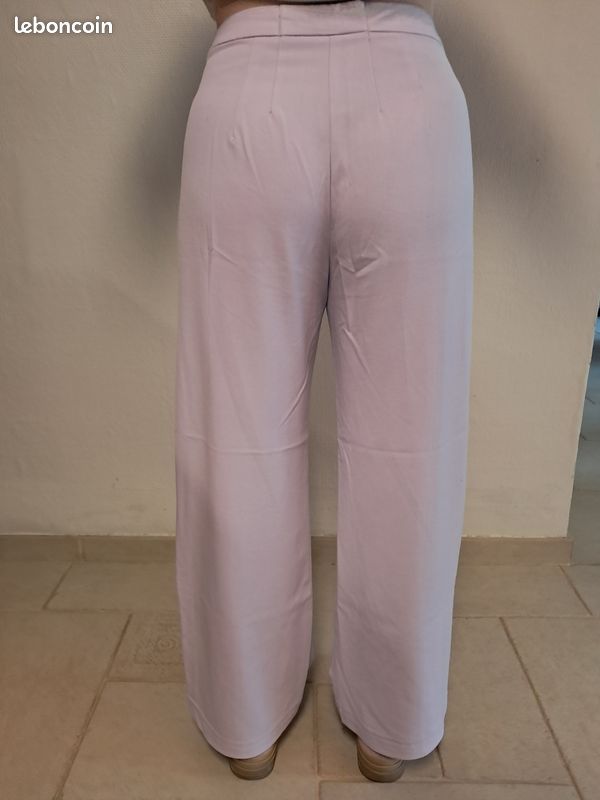 Pantalon large droit avec pinces lilas 38-40 Bershka (image 4)