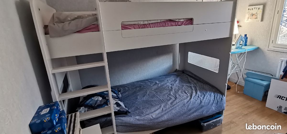 Lits superposés blanc alinéa + matelas + couette (image 2)