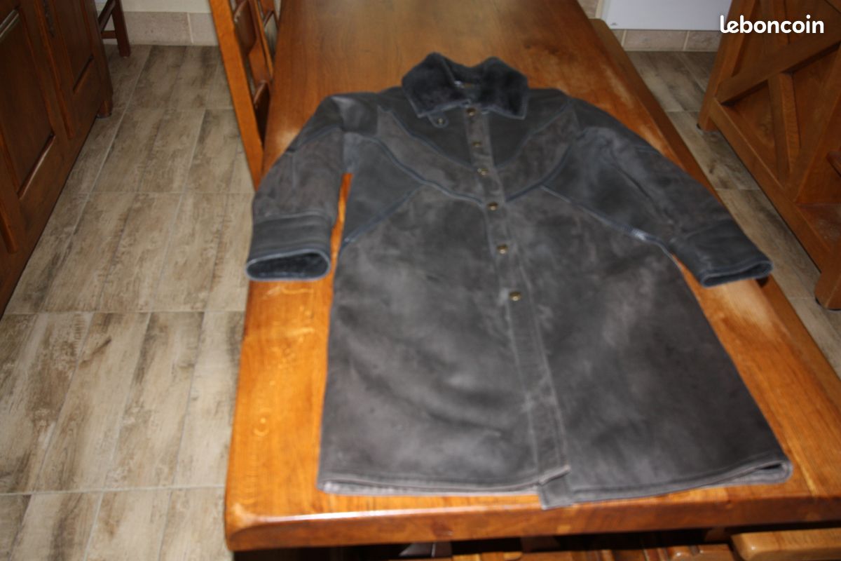 Manteau cuir et fourrure (image 1)