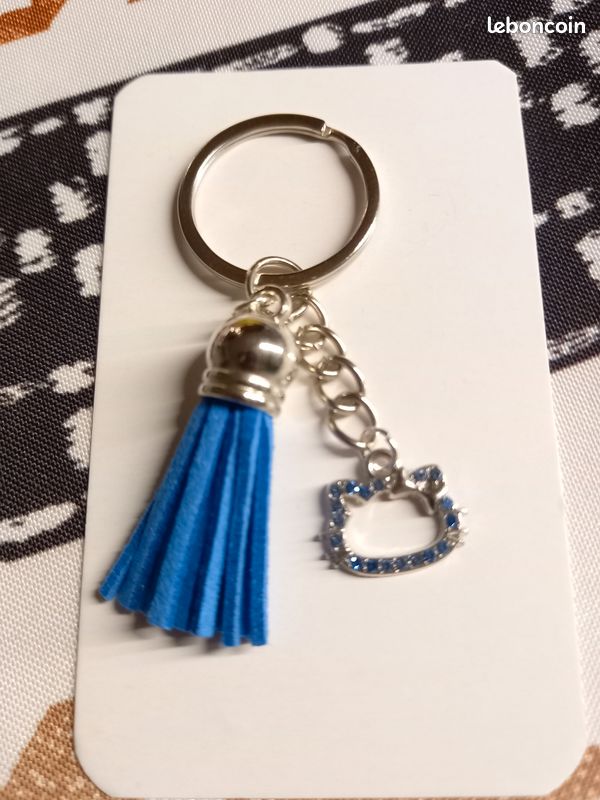 Porte-clés Hello Kitty Cristal Autrichien Bleu - Mignon, Nouveau, Idéal Cadeau Noël