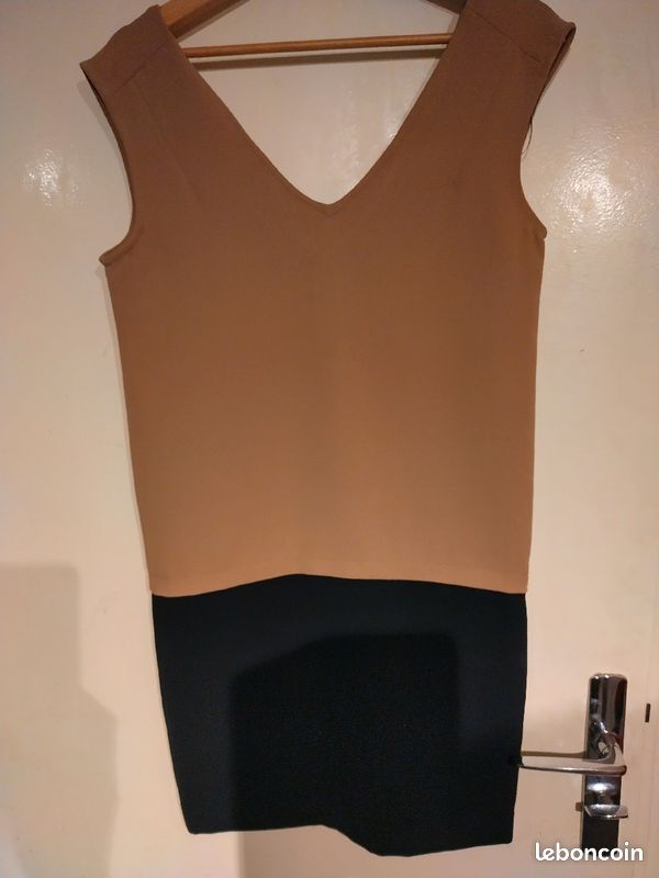 Robe bicolore Mango Suit beige et noir (image 4)