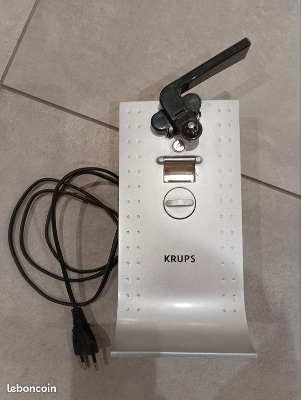 Ouvre-boîte Électrique Krups Gve1 - Affûteur Inclus - Métal/Plastique Gris - Neuf