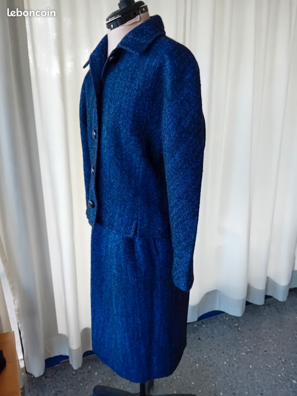Tailleur Jupe Vintage Pierre BALMAIN - Taille 42, Rose - Occasion Très Bon état