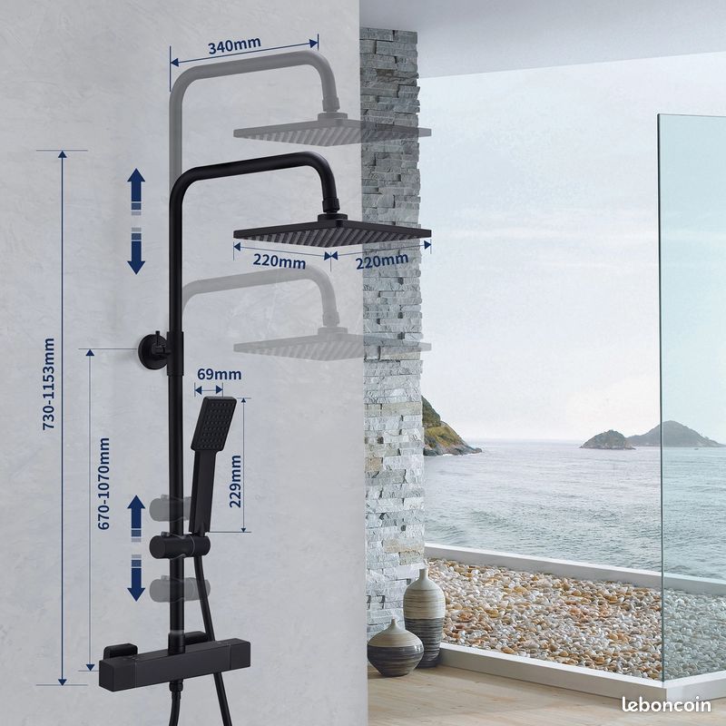 Colonne De Douche Thermostatique Argentée - Fixation Murale, Acier Inox
