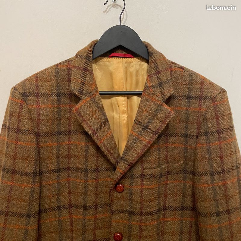 Sublime Veste en Harris Tweed vintage à carreaux Tartan - Pure laine tissée main - Taille 50 (image 9)