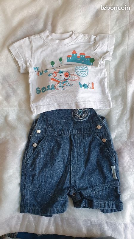 Ensemble Salopette + tee shirt garçon 6 mois (image 1)