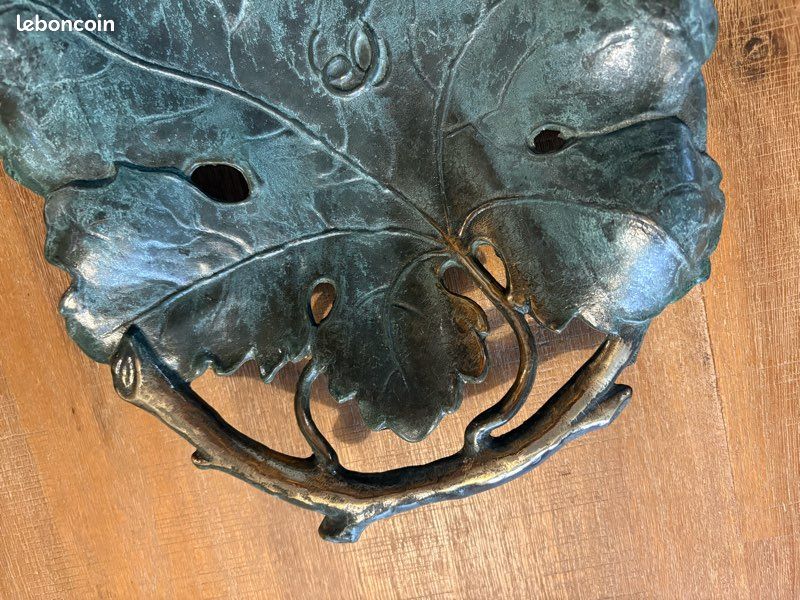 37 x 24 ancien plateau vide poches 1900 bronze décor vignes tbe (image 12)