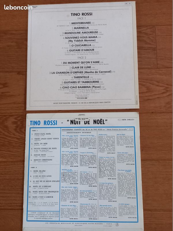 TINO ROSSI 1 ALBUM VINYLE 33 TOURS disponible MEDITERRANEE ... ENREGISTREMENTS ORIGINAUX / bobp (image 3)
