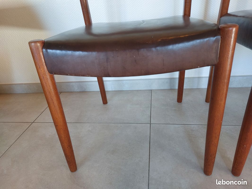 2 chaises Fristho Franeker, scandinaves, teck et cuir (image 9)