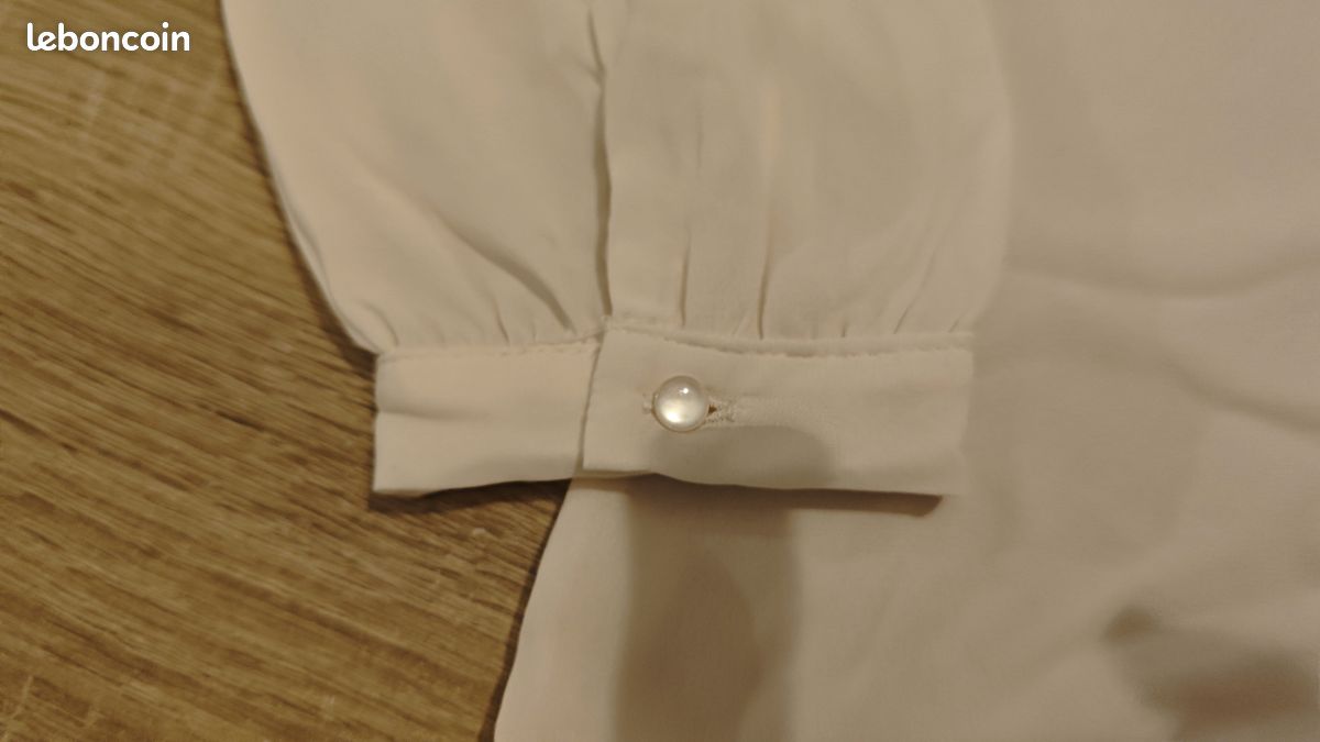 Blouse Tunique En Coton Dentelle écru Studio Birkin - Taille 38, Manches Courtes, Motif Cœur - Occasion Très Bon état