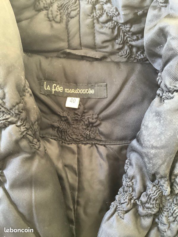 Doudoune noire taille 40 LA FÉE MARABOUTEE très bon état (image 2)