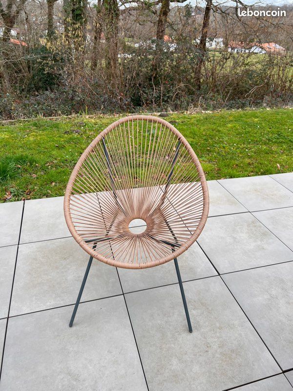 Fauteuil salon de jardin cordage naturel marron (image 1)