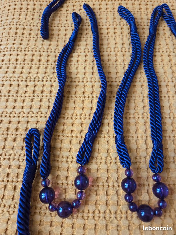 Lot de 6 embrasses rideaux corde violettes et perles transparentes (image 3)