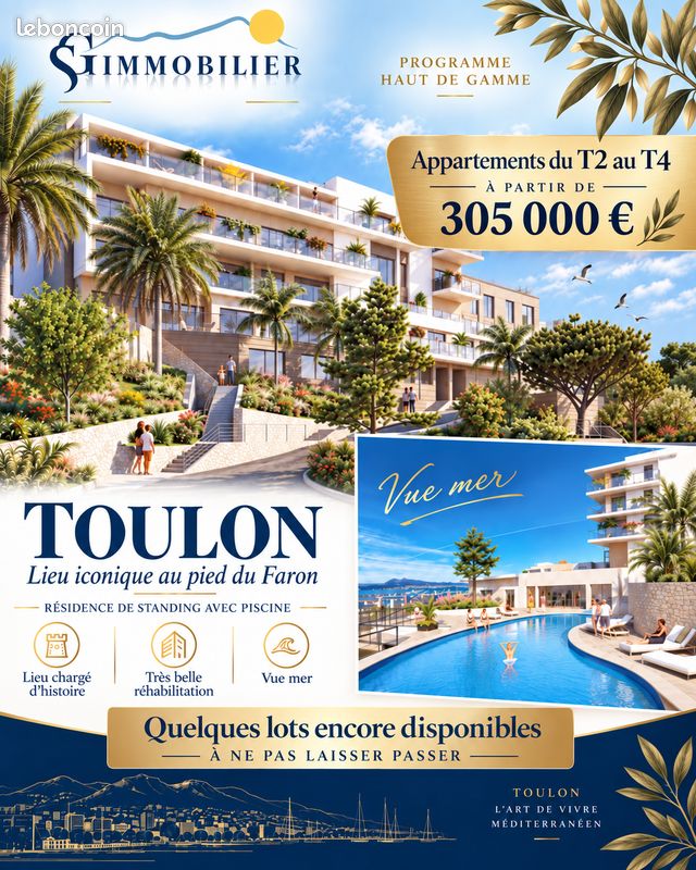 Appartement 3 pièces 56 m² · à Toulon · 56 m² · 305 000 €
