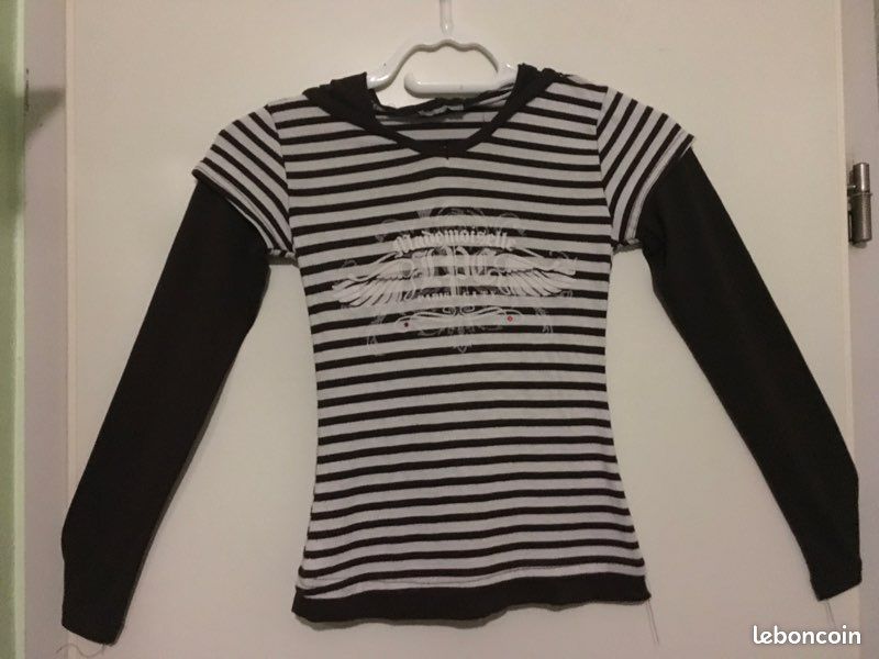 Tee shirt fille T. 12 ans ELDYS à capuche (image 1)