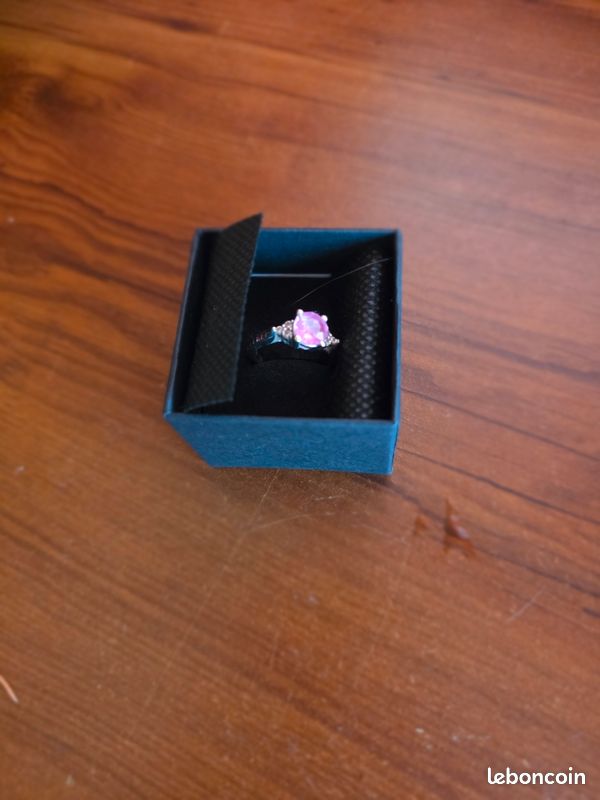 Bague Saphir rose et diamant or blanc taille 49 très peu portée gravée until the end of time (image 4)