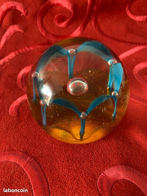 Presse-papier Caithness Goutte De Rosée - Colin Terris - Verre Fait Main Écosse - Signé - Boîte