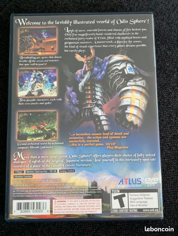 Odin Sphere NTSC US Pour PS2 - Jeu Vidéo - Très Bon état - Envoi Rapide