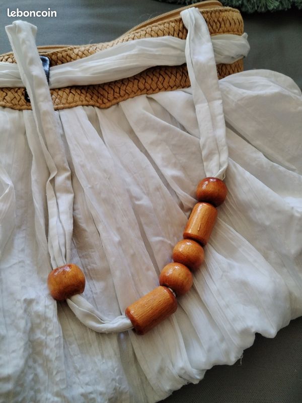 Sac été tissu et paille (image 4)