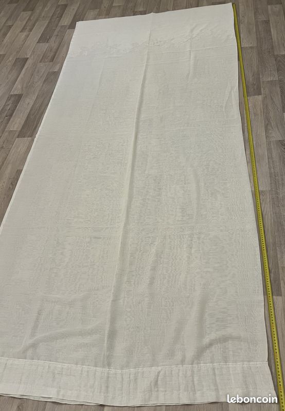 1 VOILAGE TISSU FIN BLANC UNI + MOTIFS FLEURS PARTIE HAUTE 263x232CMS (image 2)
