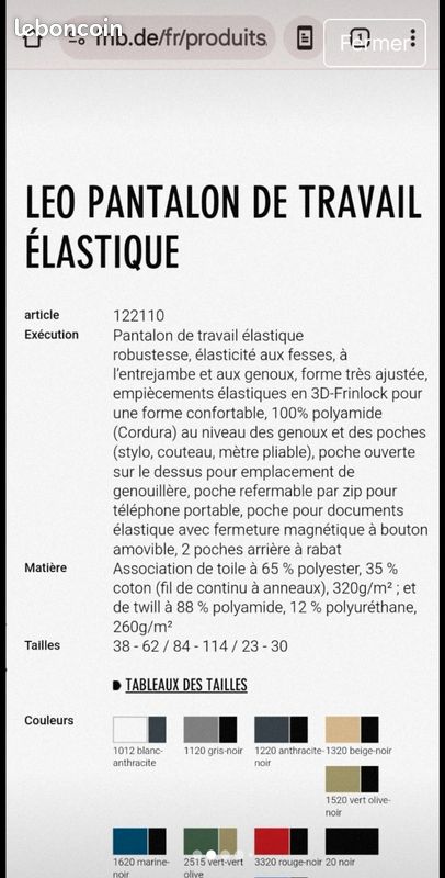 Pantalon de travail FHB (image 4)