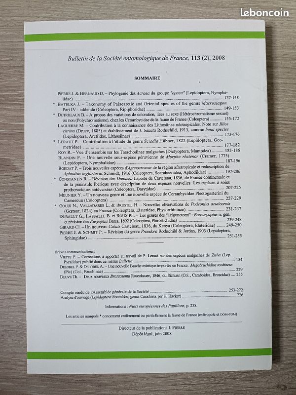 Bulletin de la société entomologique de France Volume 113 (2) juin 2008 (image 2)