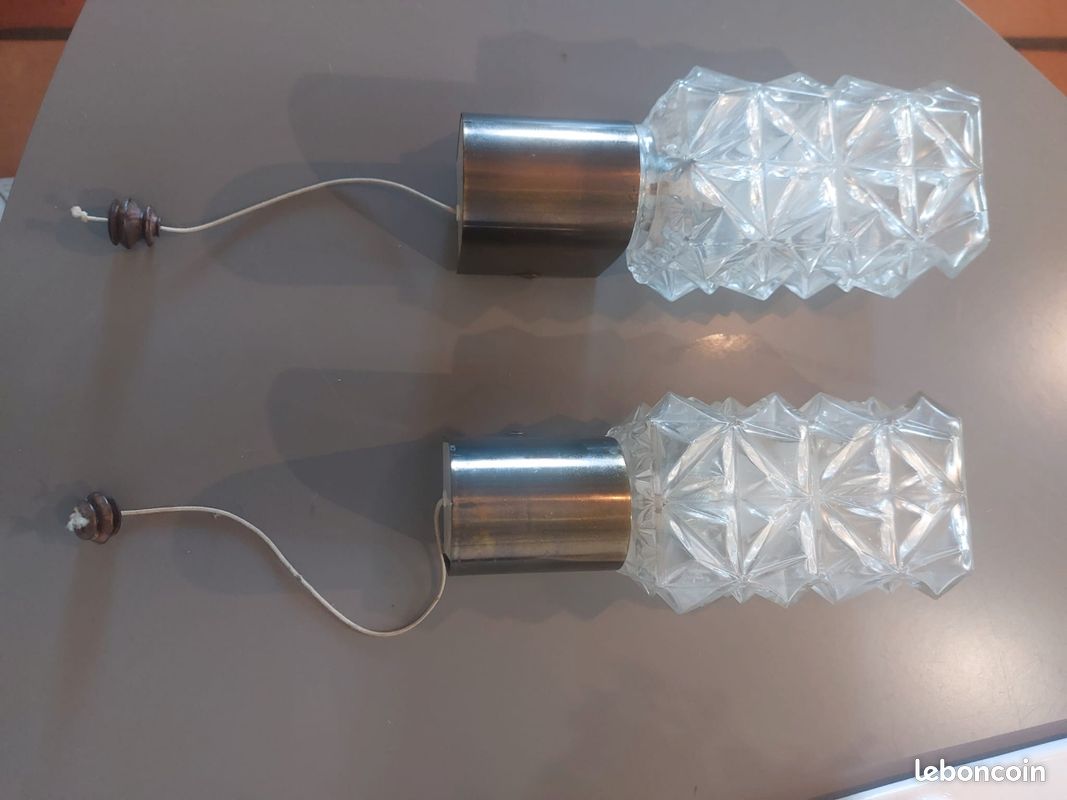 Paire applique verre pressé (image 5)