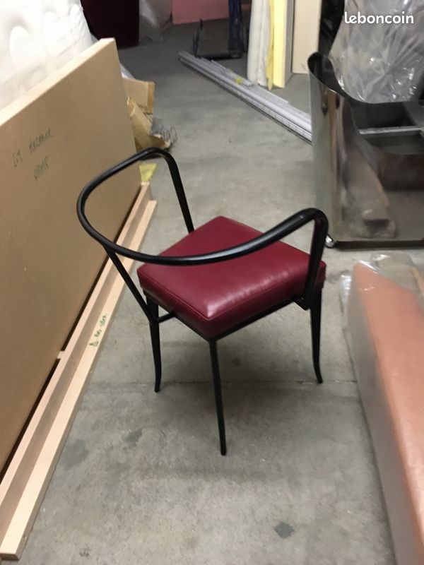 Paire de fauteuil années 50 vintage metal et cuir (image 2)