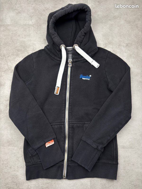 Sweat à Capuche Superdry Femme - Noir - Taille L - Zip Intégral - Logo