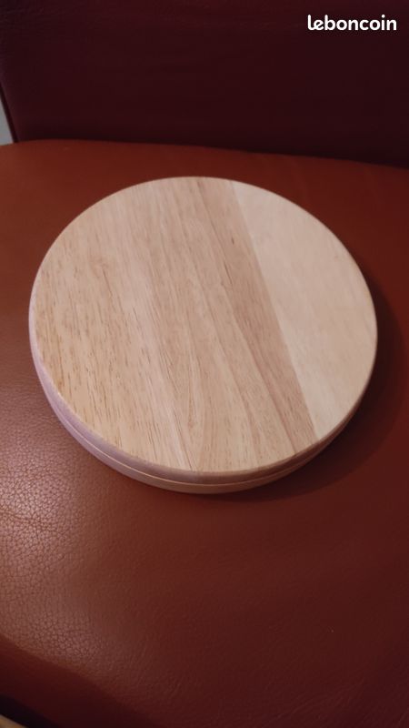 Plateau à fromage rond en bois neuf avec ses couverts (image 6)