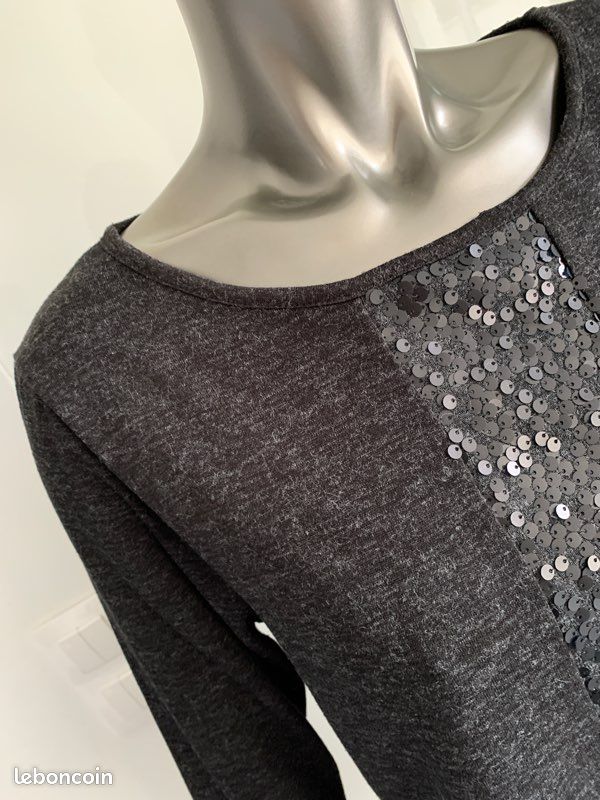 Haut à Sequins Gris Max & Co - Taille S - Coton - Occasion En Très Bon état - Style Basique Et Brillant