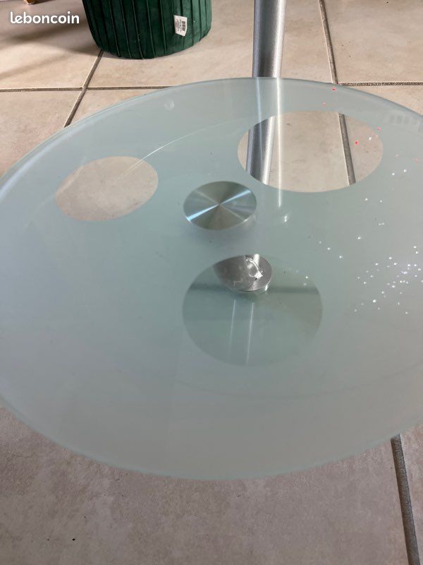 Table basse ronde en verre -deux plateaux diamètres différents - TBE (image 6)