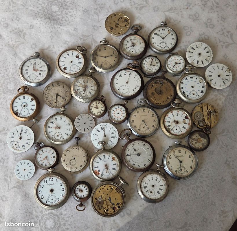 Lot De 16 Anciennes Montres Gousset Mécaniques – Pour Pièces Ou Collection – Occasion